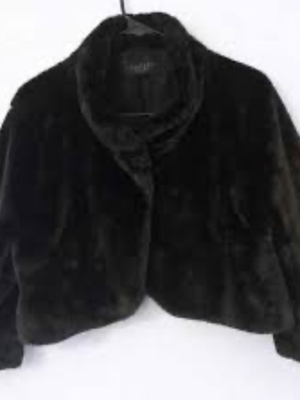Laundry By Shelli Segal Black Faux Fur Cropped Jacket